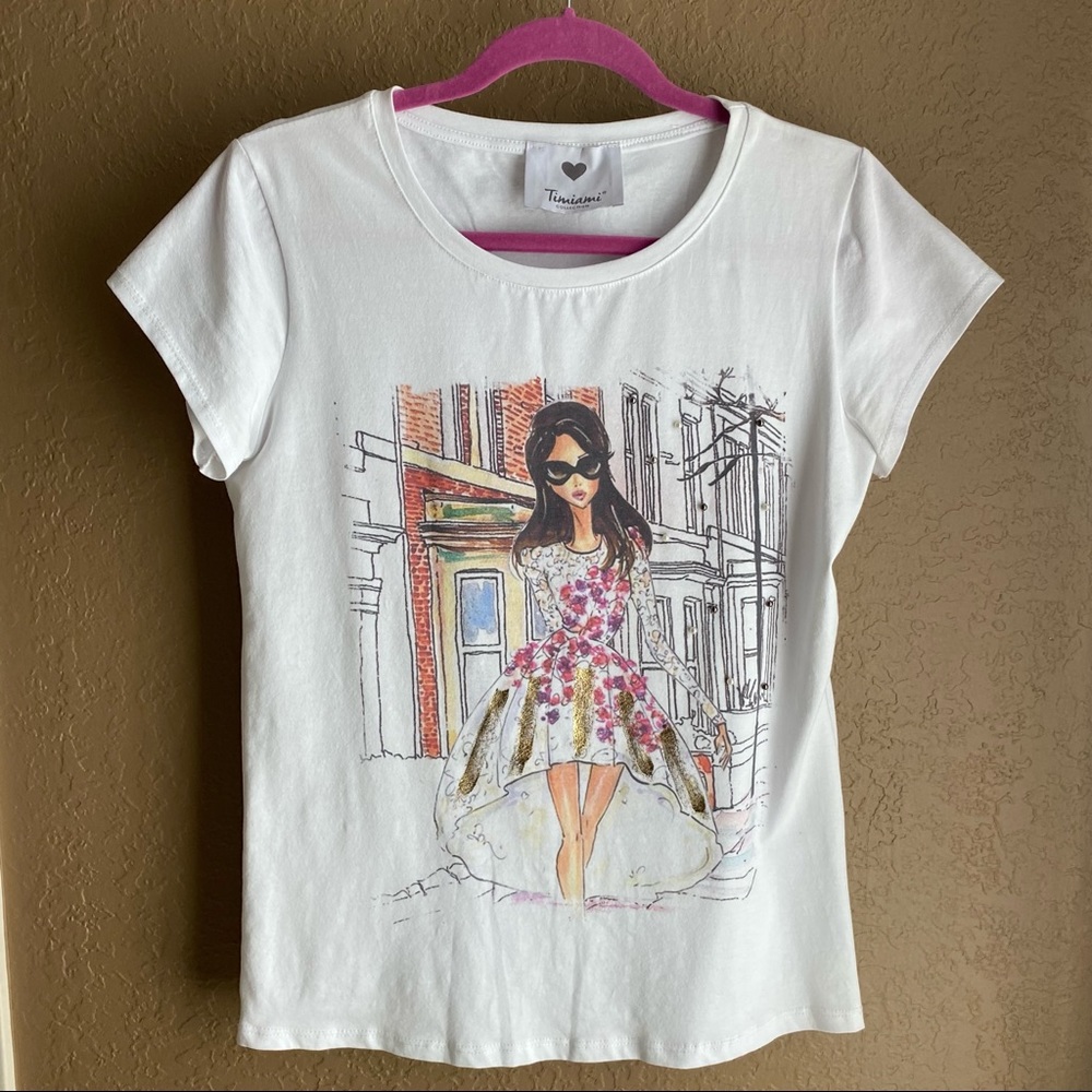 TiMiami Graphic Tee with Beading
